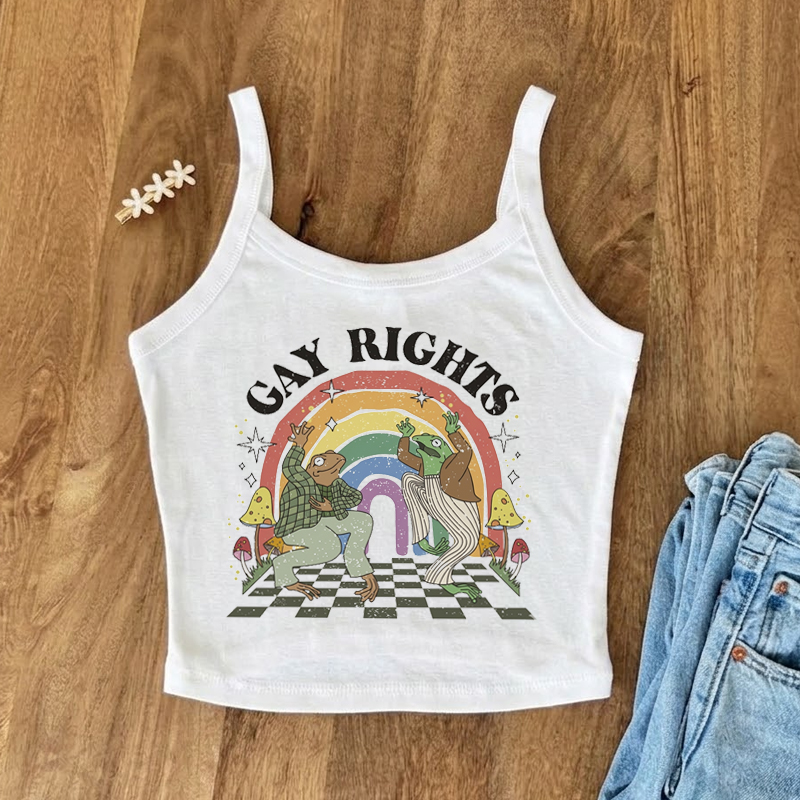Gay Right Pride Frog Crop Tank Top