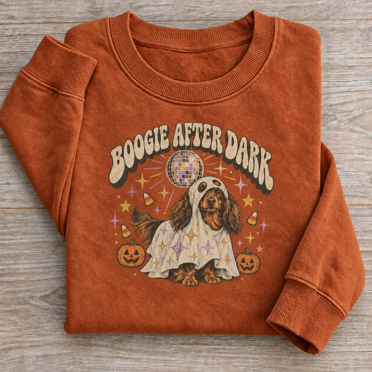 Boogie After Dark Dachshund Halloween Sweatshirt