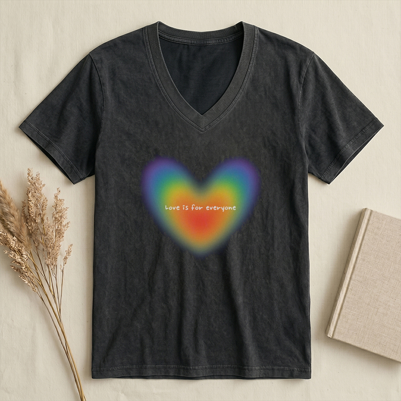 Rainbow Heart lgbtq V-neck T-shirt