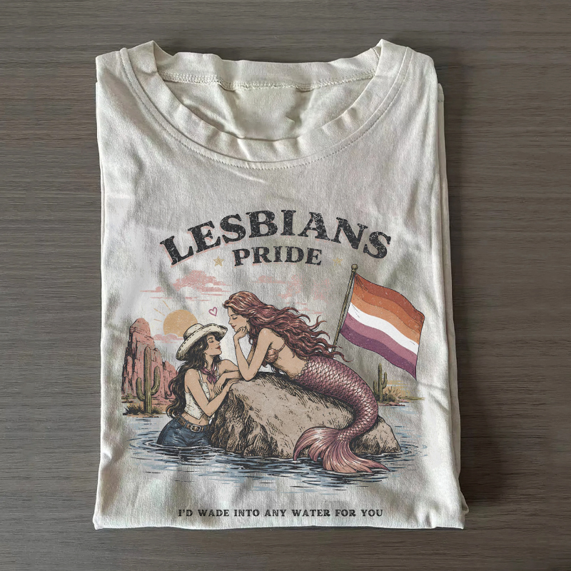 Vintage Sapphic Mermaid & Cowgirl Lesbian Pride T-shirt