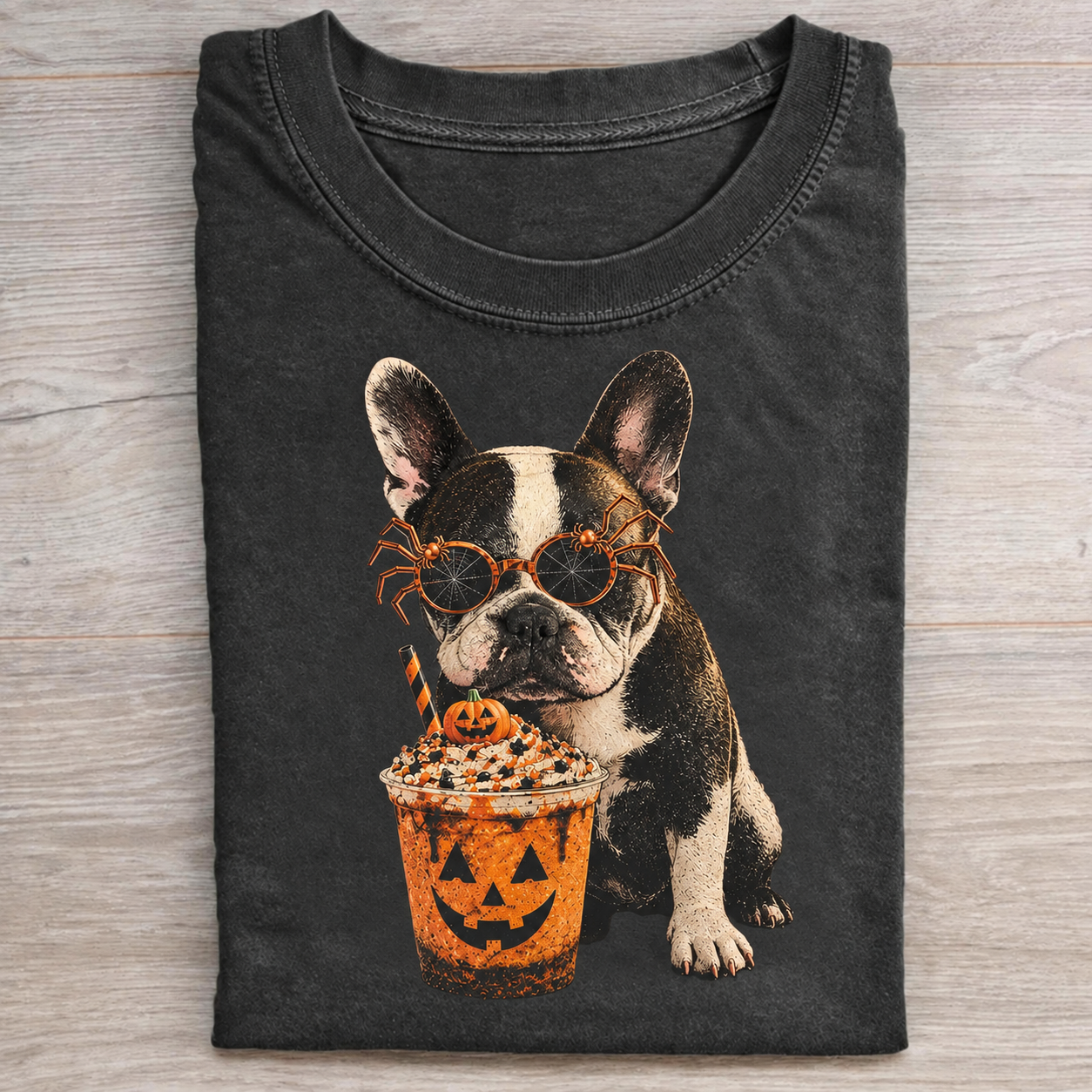 Halloween French Bulldog Coffee Pumpkin T-shirt