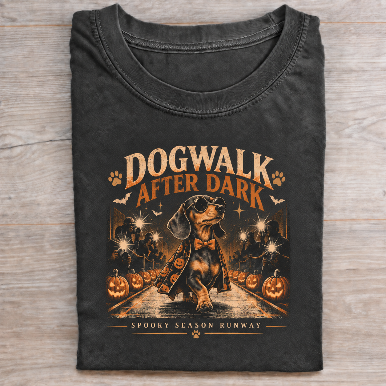 Dogwalk After Dark Dachshund Halloween T-Shirt