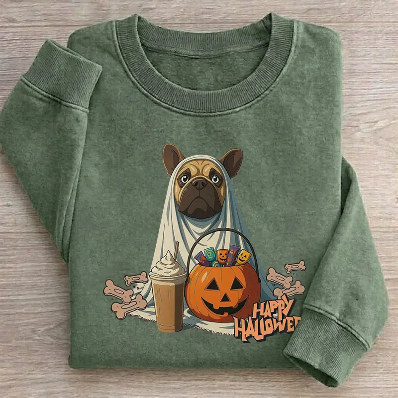 Happy Halloween Ghost Dog Trick-Or-Treat Sweatshirt