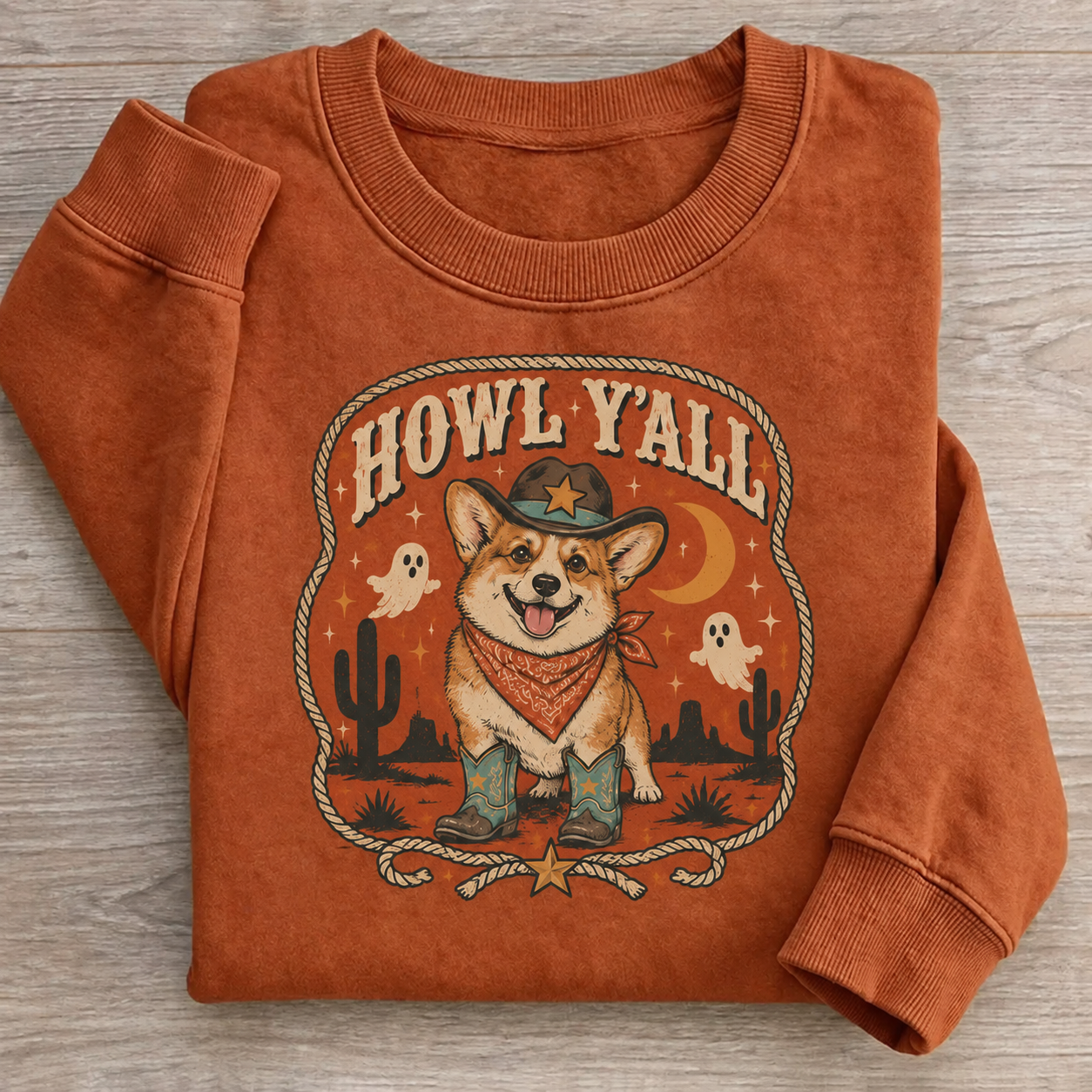 Howl Y’all Cowboy Corgi Halloween Sweatshirt