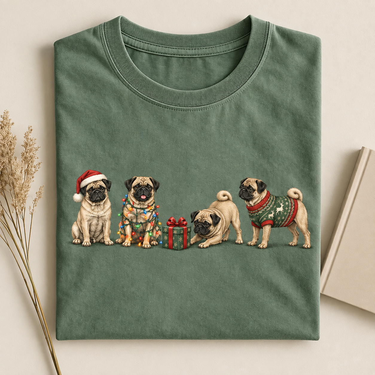 Pug Christmas T-shirt