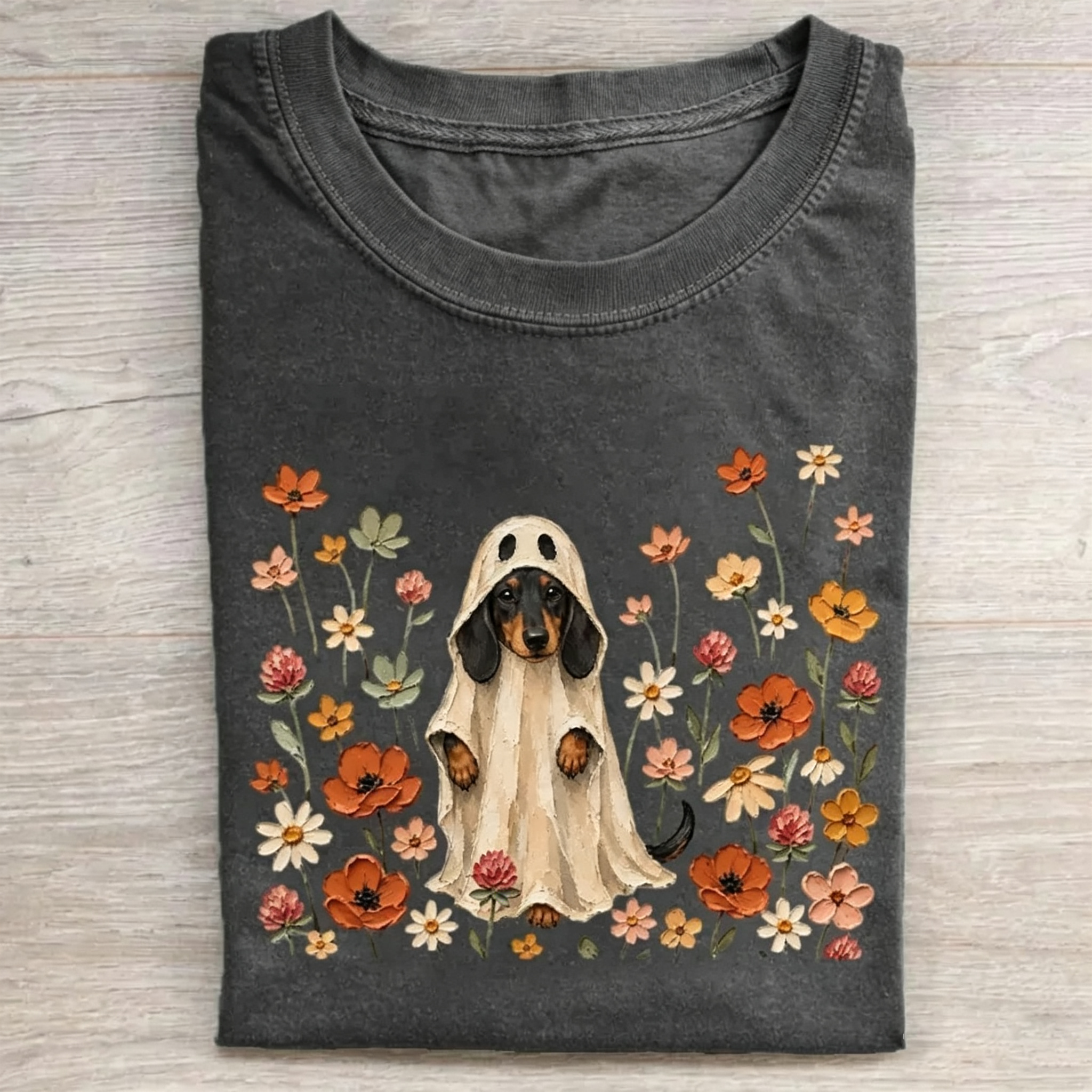 Floral Ghost Dachshund T-shirt