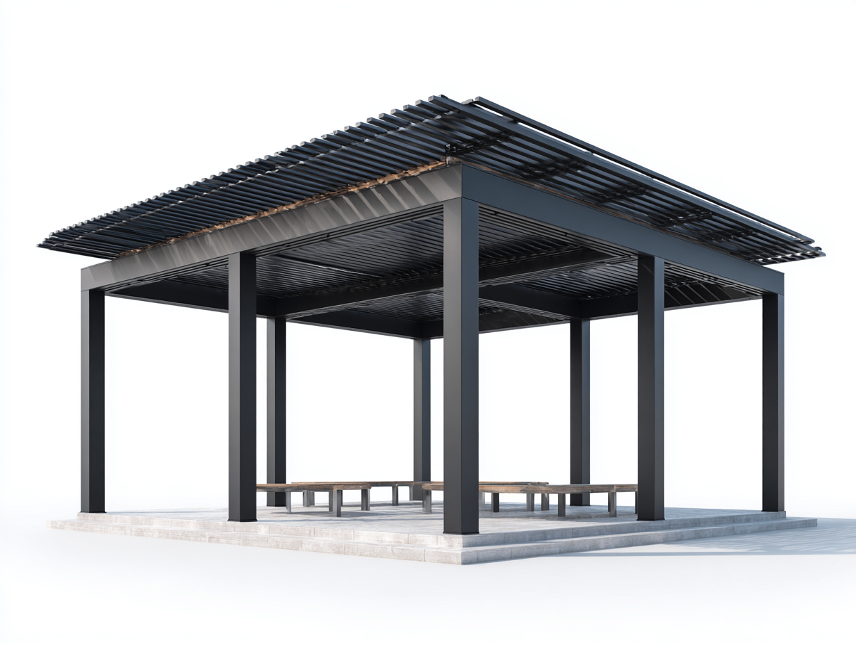 Pérgola de jardín acero con cubierta 400x300x250 cm - negro - diseño moderno para exterior-Sofagetio