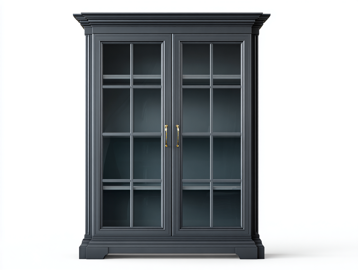 Vitrinas de madera con puertas de vidrio 120x45x200 cm - negro - diseño clásico-Sofagetio