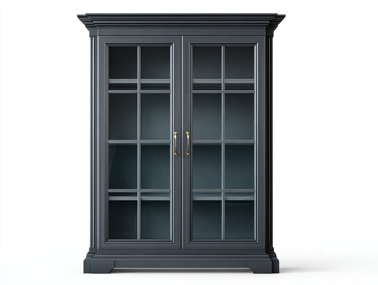 Vitrinas de madera con puertas de vidrio 120x45x200 cm - negro - diseño clásico-Sofagetio