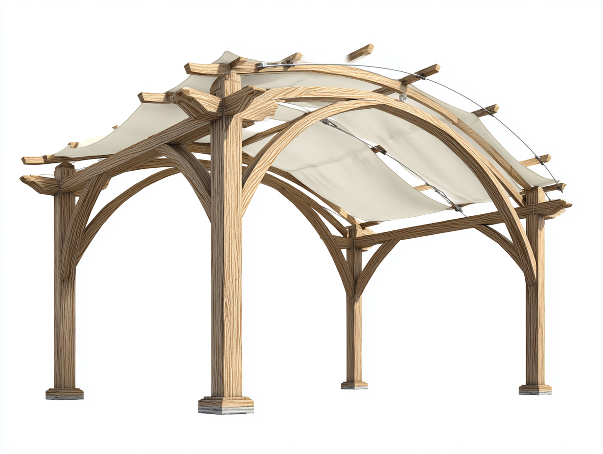 Pérgola de jardín de madera con toldo 300x300x250 cm - marrón - diseño natural-Sofagetio