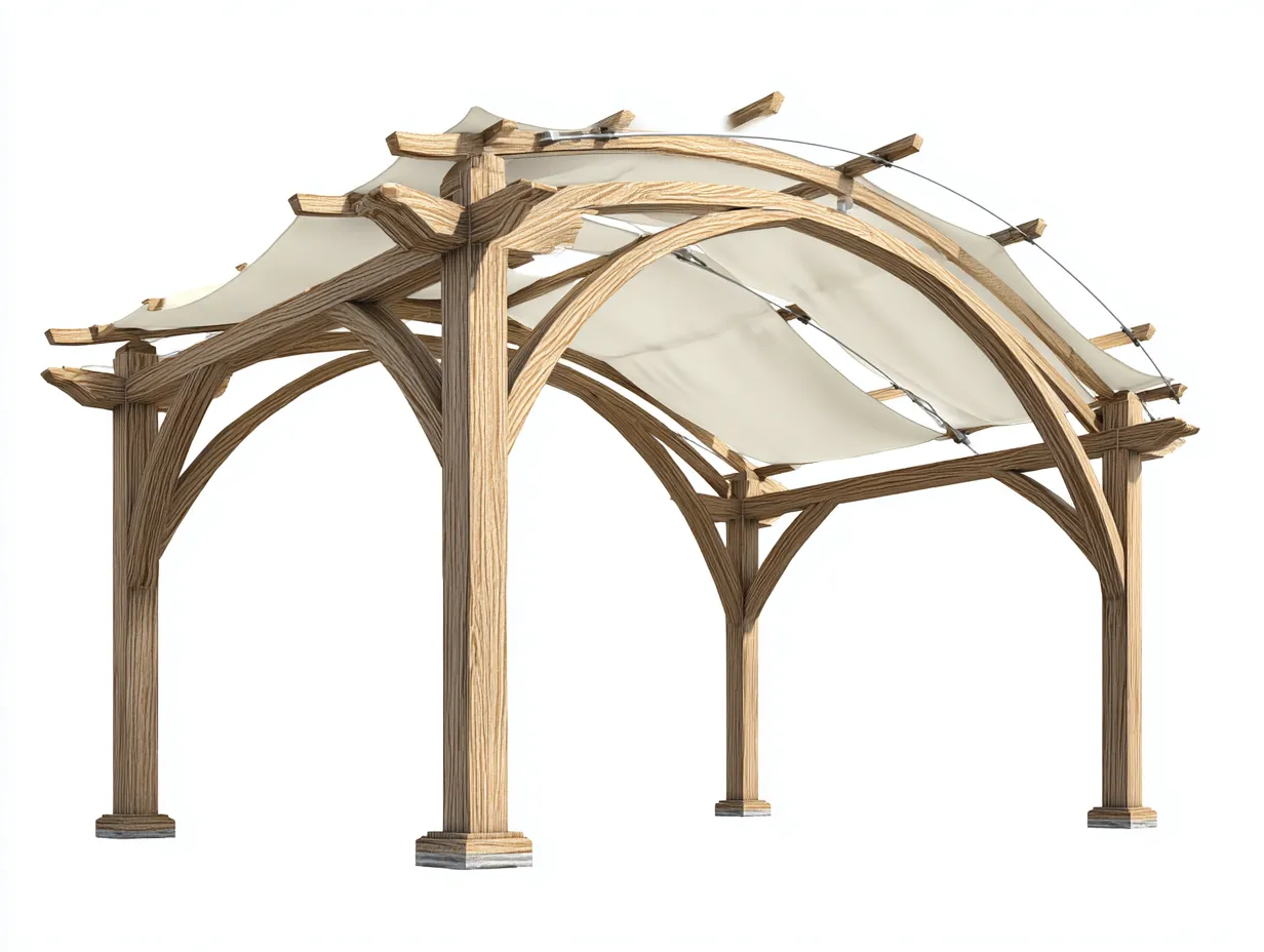 Pérgola de jardín de madera con toldo 300x300x250 cm - marrón - diseño natural-Sofagetio
