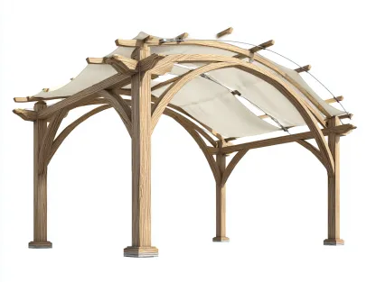 Pérgola de jardín de madera con toldo 300x300x250 cm - marrón - diseño natural-Sofagetio