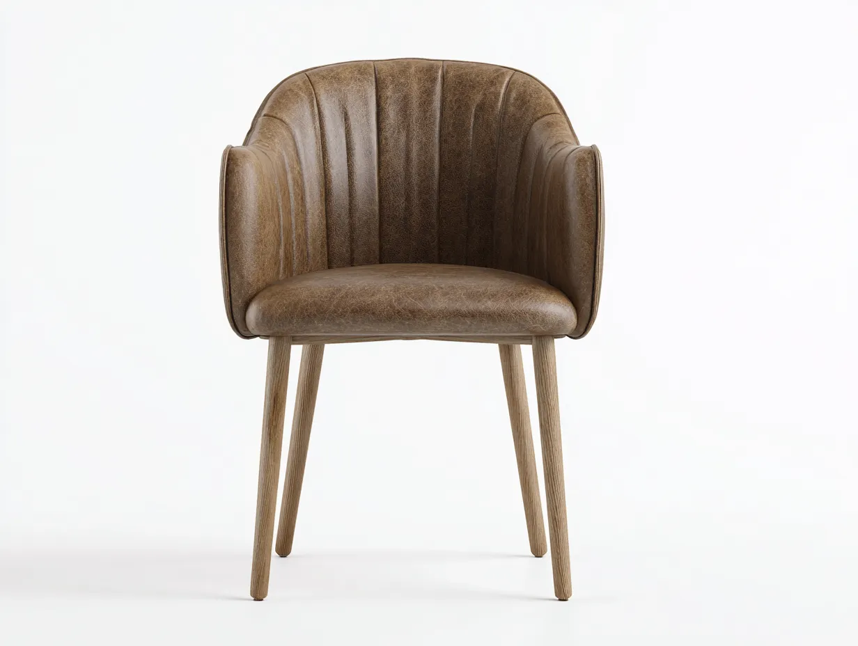 Sillas de comedor madera maciza y tapizado cuero sintético 58x54x82 cm - marrón - diseño moderno-Sofagetio