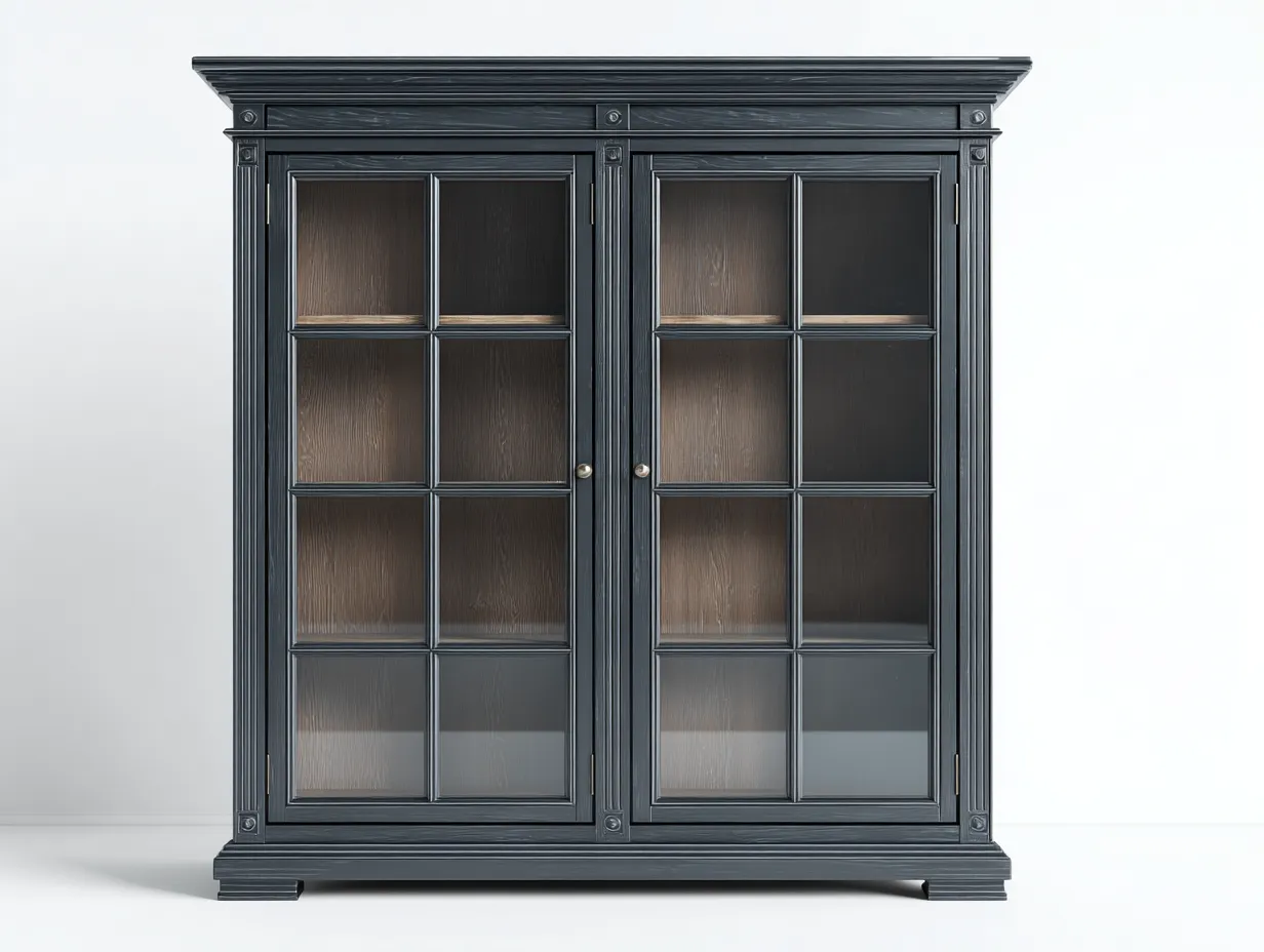 Vitrinas madera y vidrio 120x40x120 cm - gris oscuro - diseño clásico apta para salón-Sofagetio