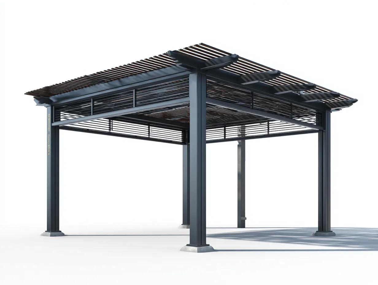 Pérgola de jardín aluminio acero 300x300x230 cm - gris azulado - protección solar exterior-Sofagetio