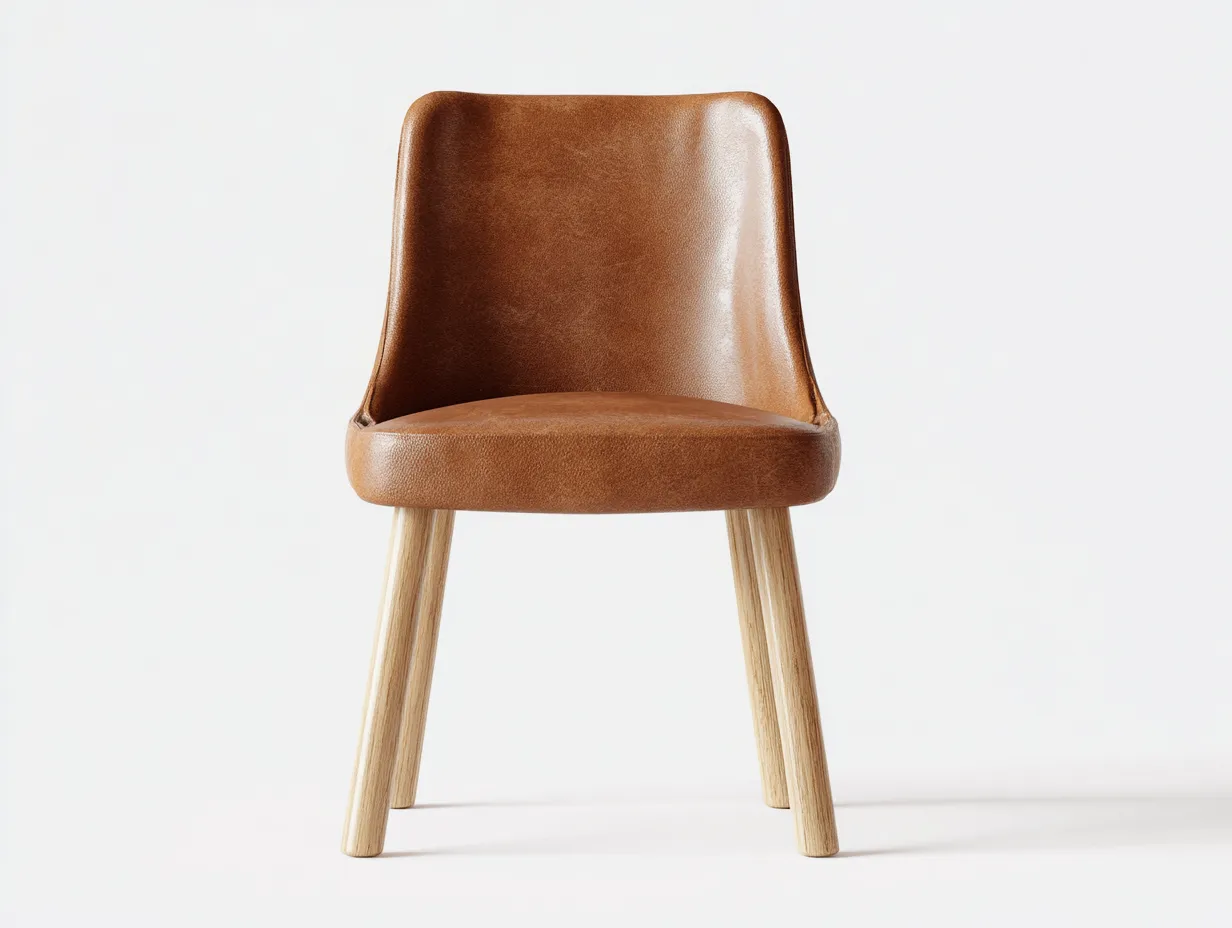 Sillas de comedor tapizadas en cuero sintético 48x52x82 cm - marrón - patas de madera maciza - diseño moderno-Sofagetio