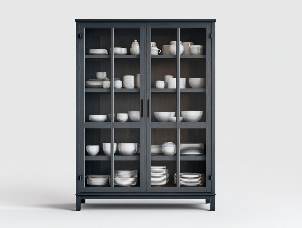 Vitrinas madera y vidrio 110x42x160 cm - azul oscuro - diseño moderno-Sofagetio