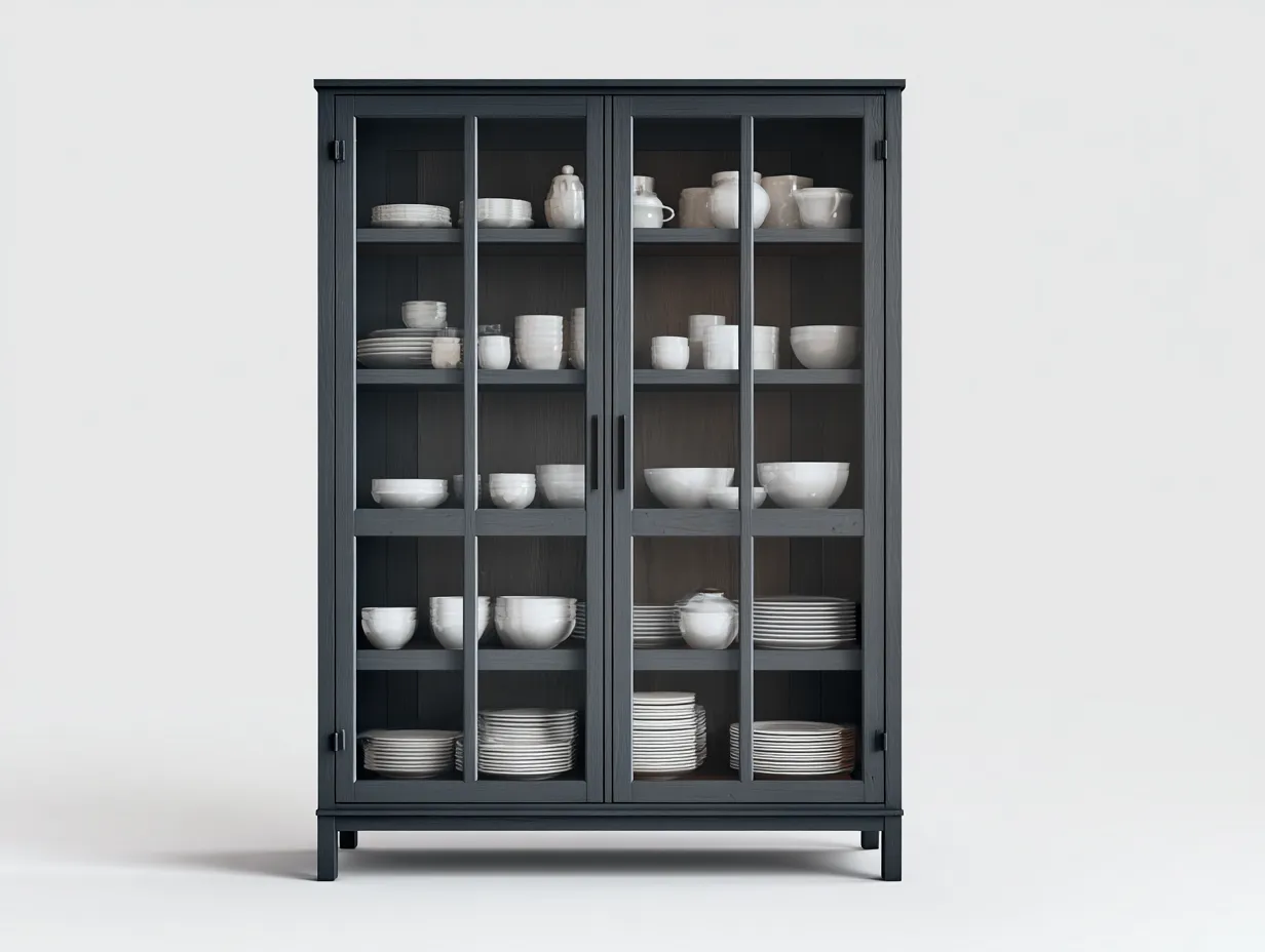 Vitrinas madera y vidrio 110x42x160 cm - azul oscuro - diseño moderno-Sofagetio