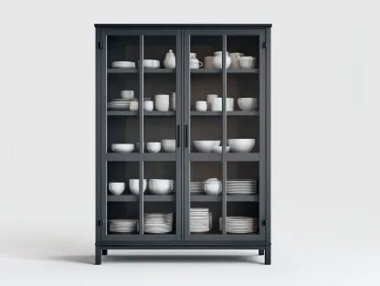 Vitrinas madera y vidrio 110x42x160 cm - azul oscuro - diseño moderno-Sofagetio
