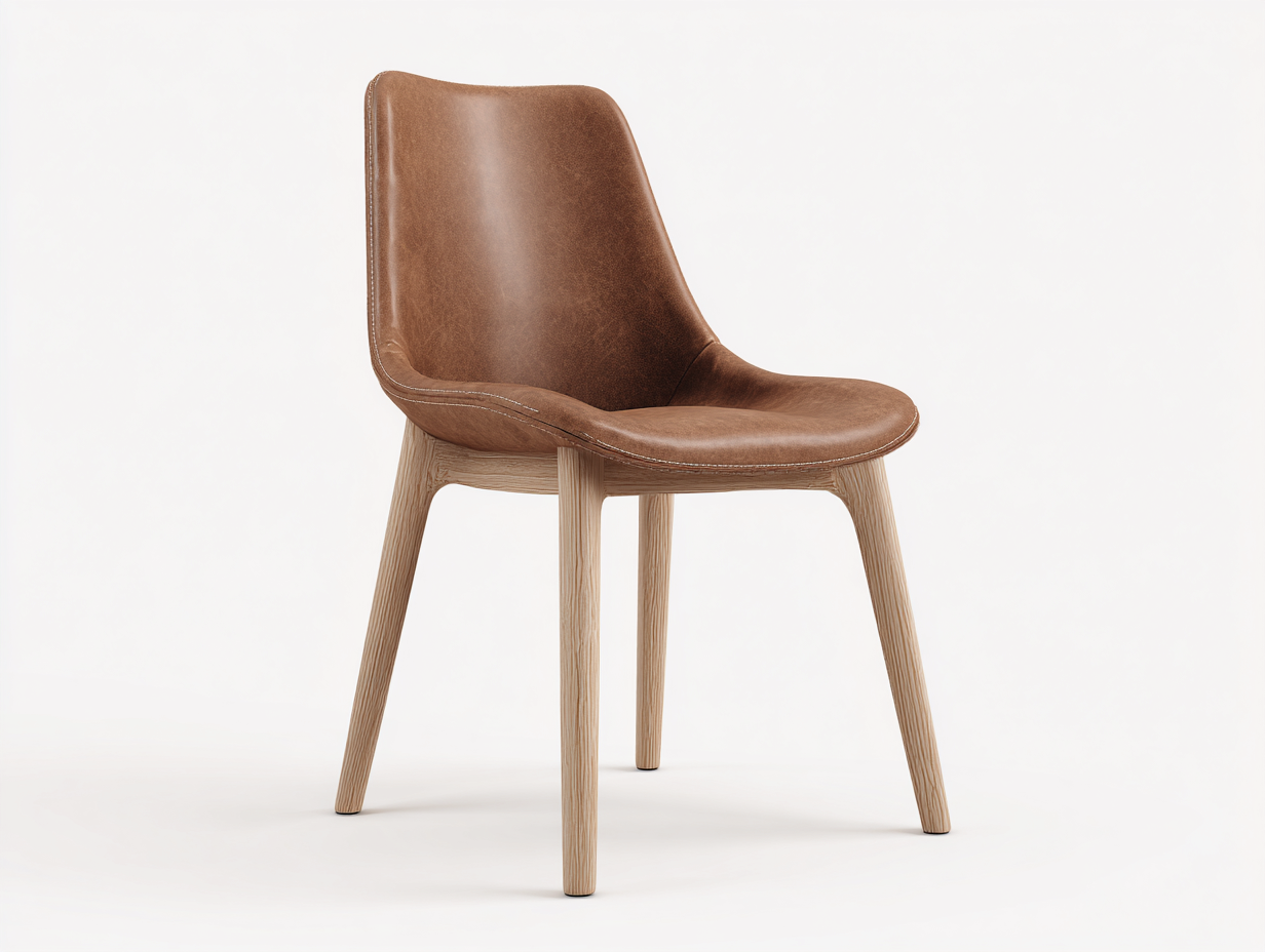 Sillas de comedor tapizada en cuero sintético y patas de madera 55x52x82 cm - marrón - diseño moderno-Sofagetio