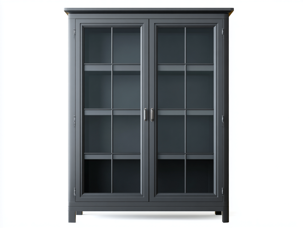 Vitrinas de madera con puertas de vidrio 120x45x190 cm - gris oscuro - 2 puertas - diseño clásico moderno-Sofagetio