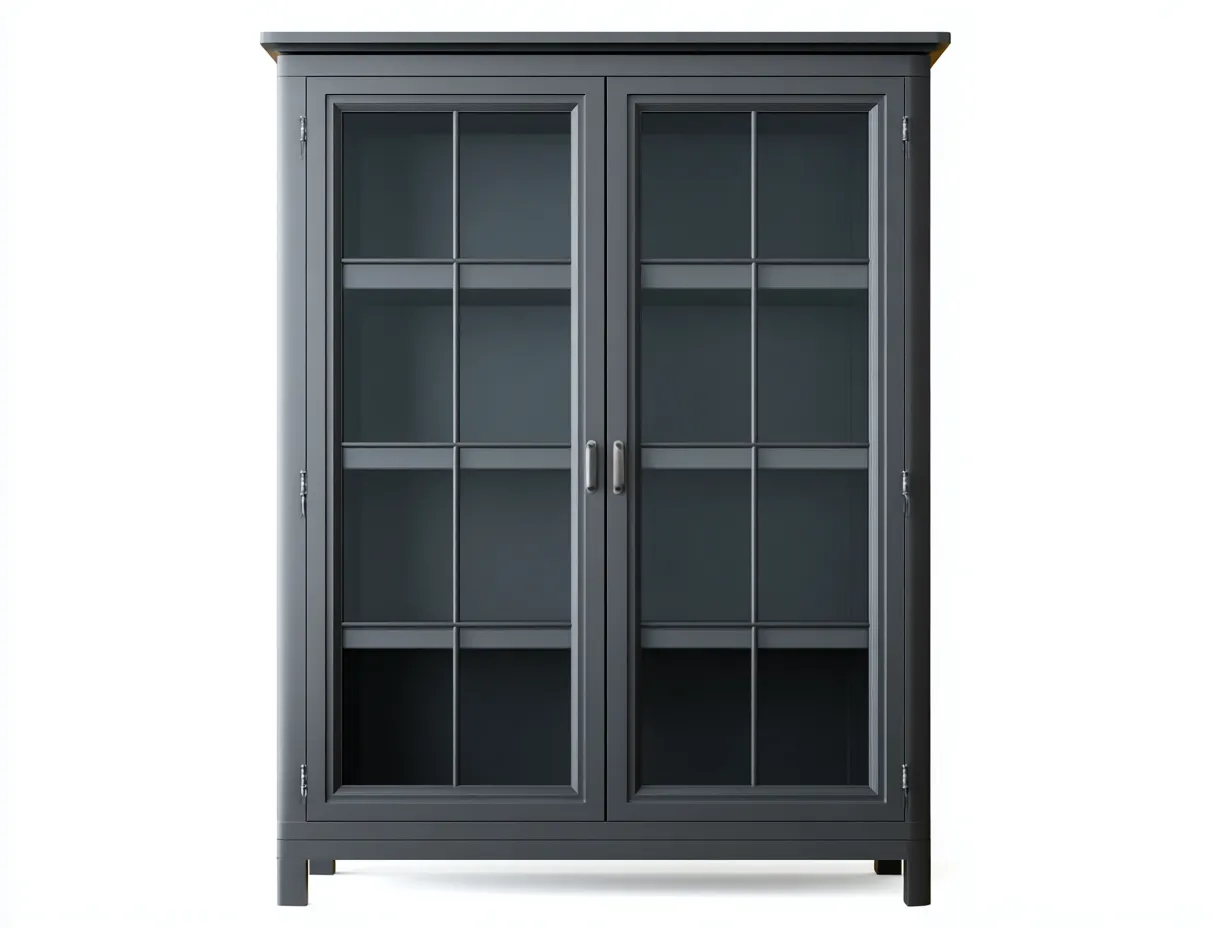 Vitrinas de madera con puertas de vidrio 120x45x190 cm - gris oscuro - 2 puertas - diseño clásico moderno-Sofagetio