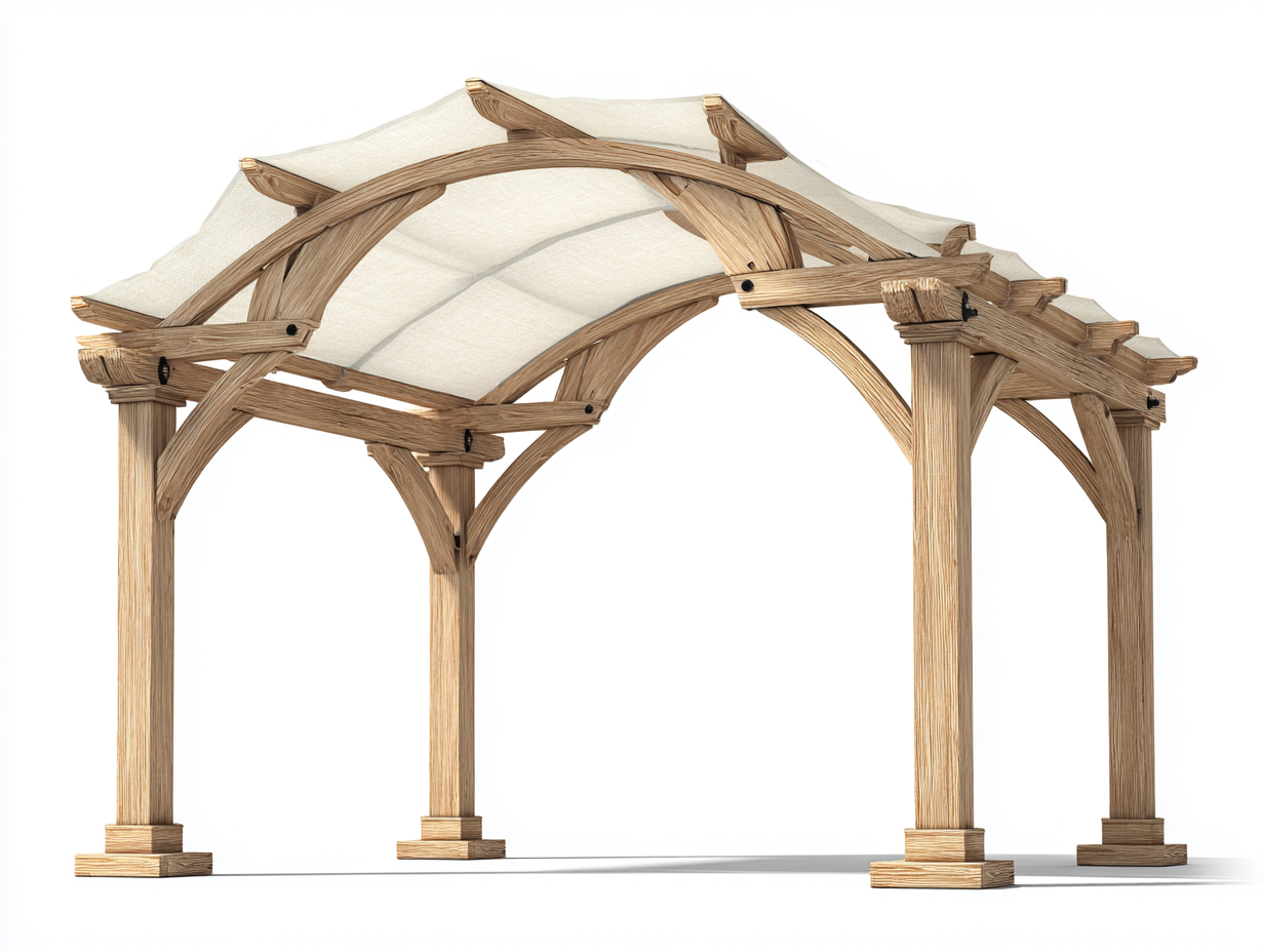 Pérgola de jardín madera maciza con cubierta de tela 300x300x240 cm - madera natural - diseño exterior-Sofagetio