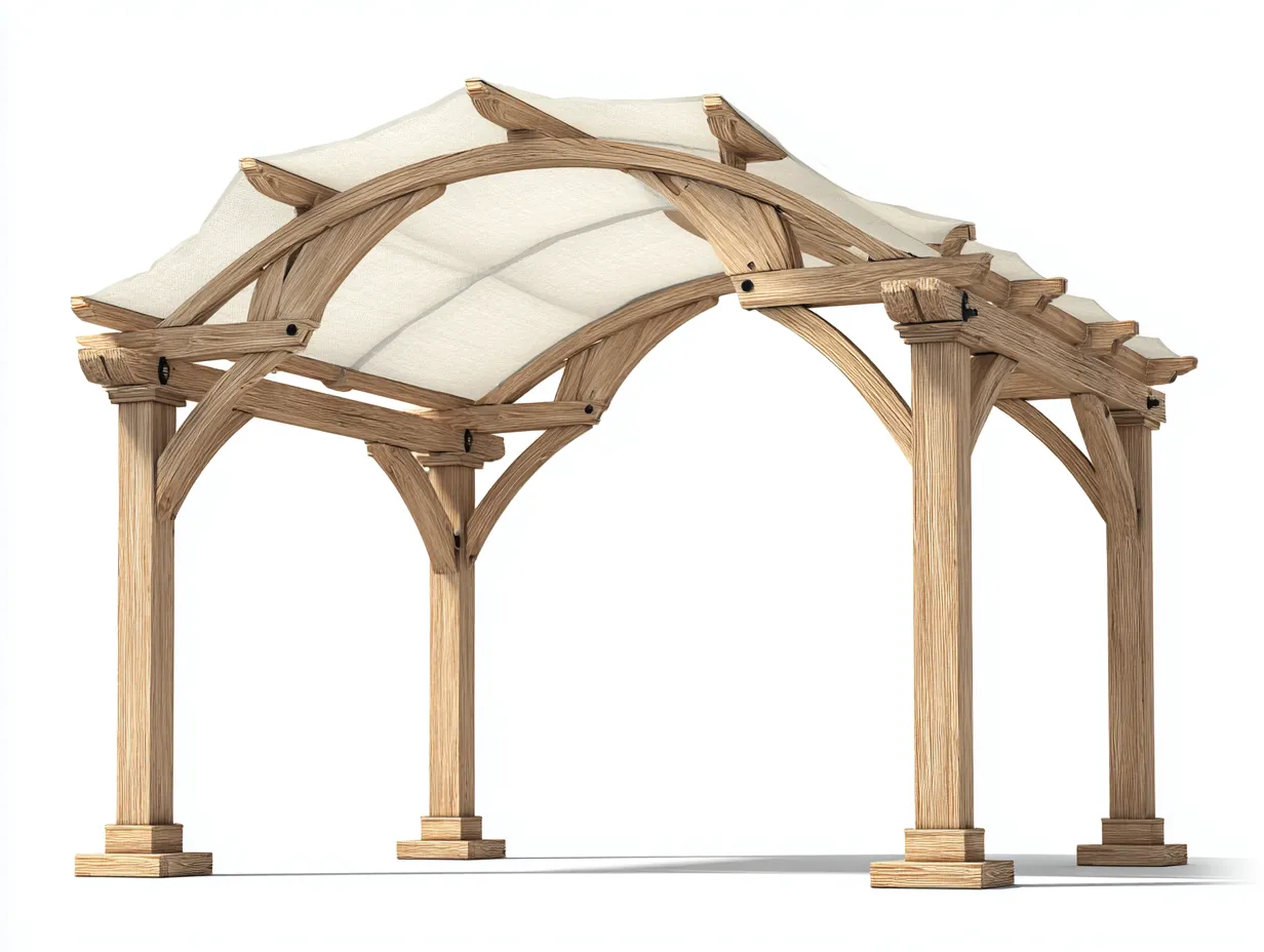 Pérgola de jardín madera maciza con cubierta de tela 300x300x240 cm - madera natural - diseño exterior-Sofagetio