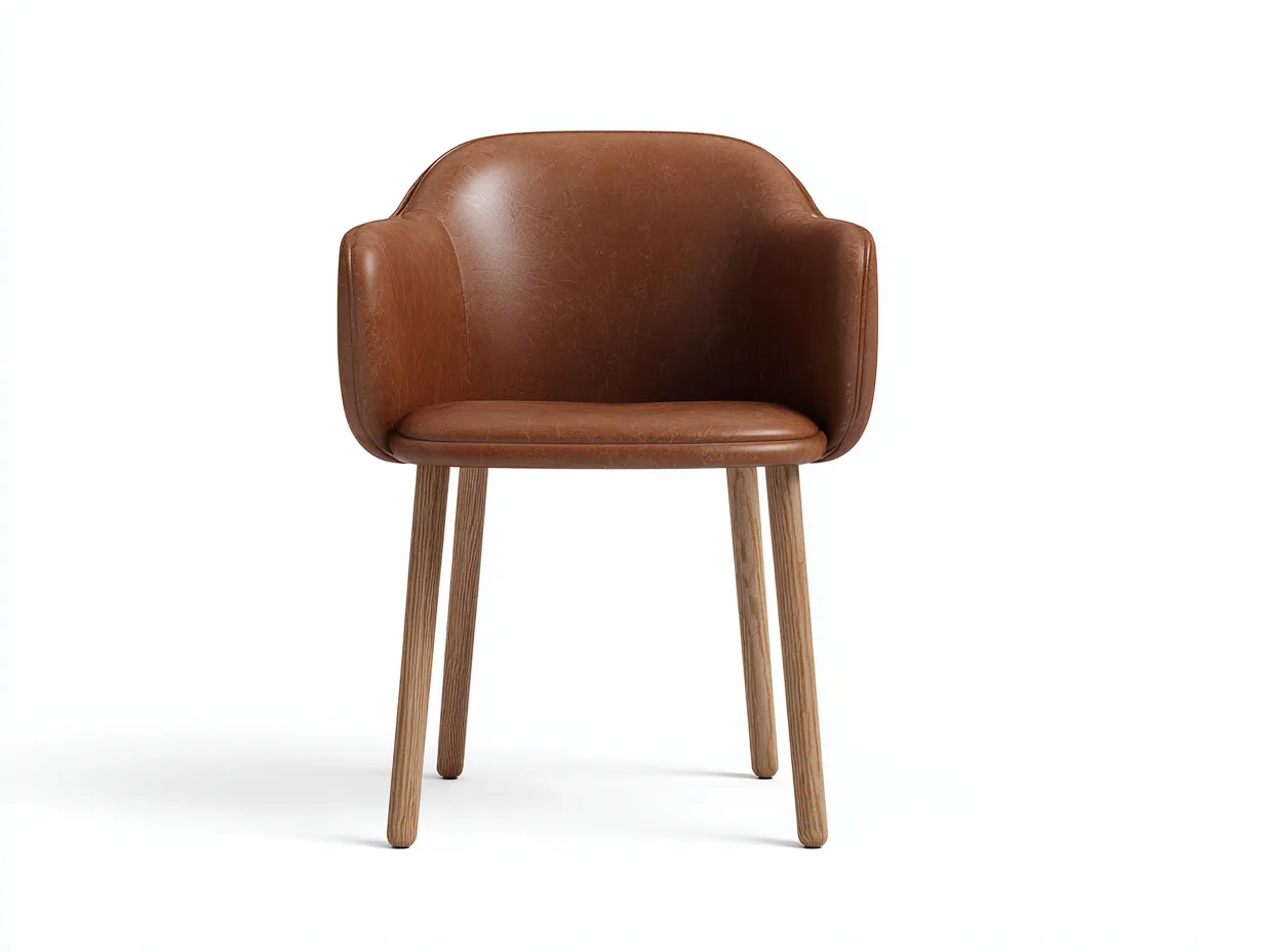 Sillas de comedor cuero sintético madera 56x58x80 cm - marrón - diseño moderno con reposabrazos-Sofagetio