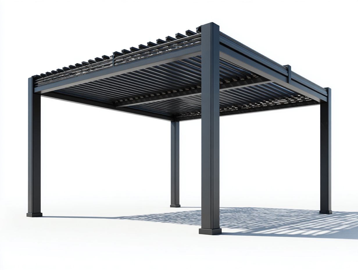 Pérgola de jardín aluminio con techo de lamas 300x300x230 cm - gris oscuro - diseño moderno exterior-Sofagetio