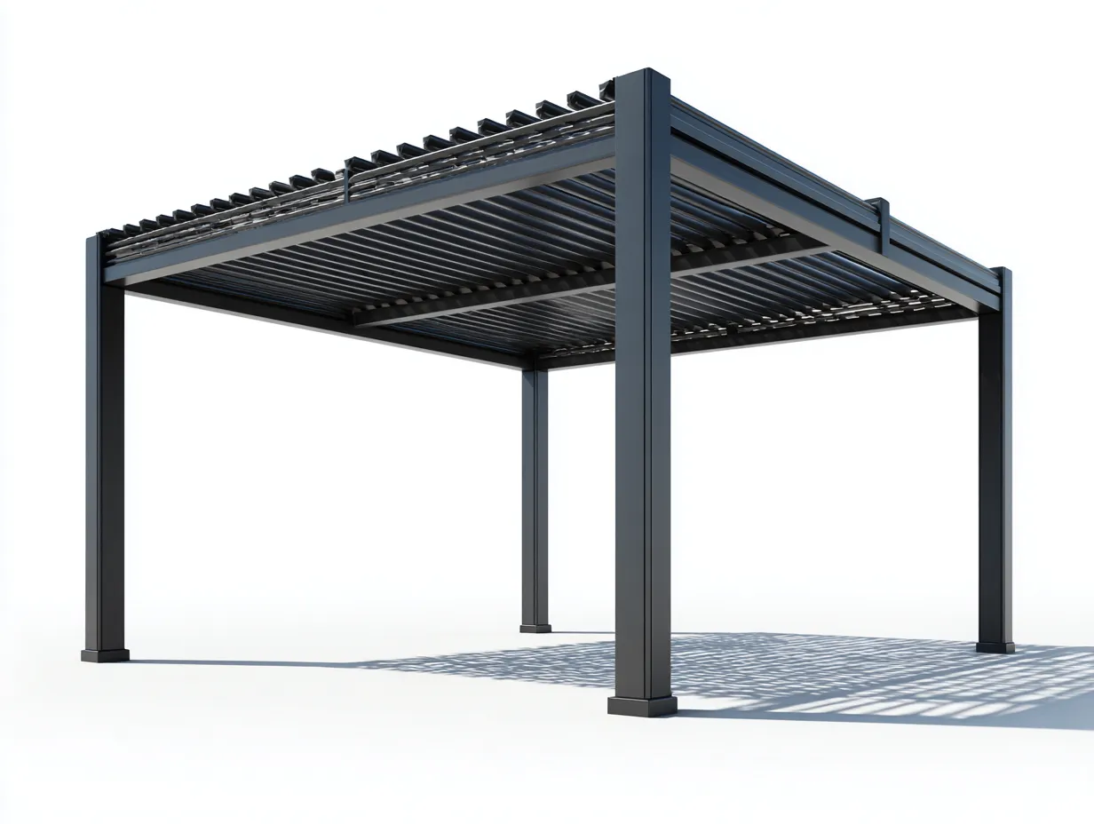 Pérgola de jardín aluminio con techo de lamas 300x300x230 cm - gris oscuro - diseño moderno exterior-Sofagetio