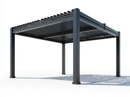 Pérgola de jardín aluminio con techo de lamas 300x300x230 cm - gris oscuro - diseño moderno exterior-Sofagetio