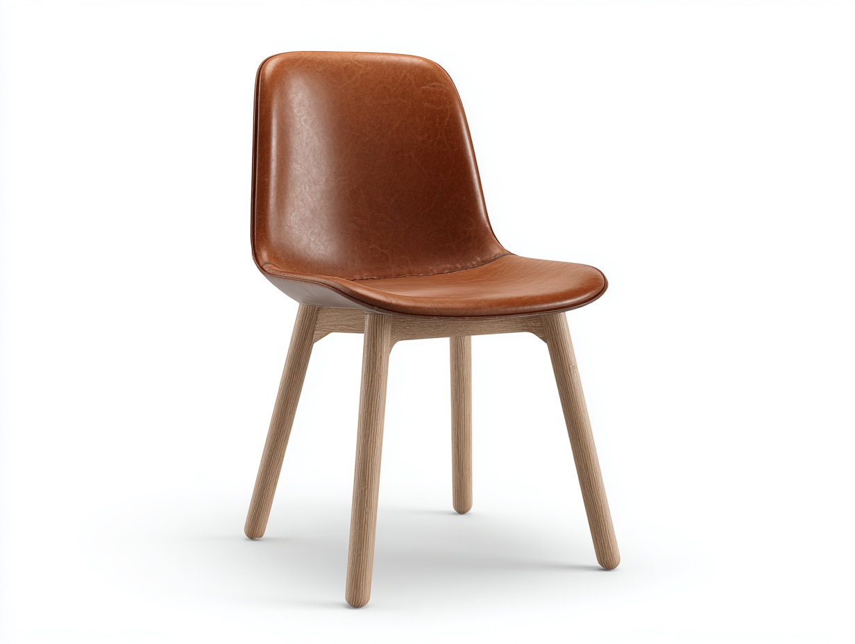 Sillas de comedor tapizada en cuero sintético y patas de madera 54x52x80 cm - marrón - diseño moderno-Sofagetio