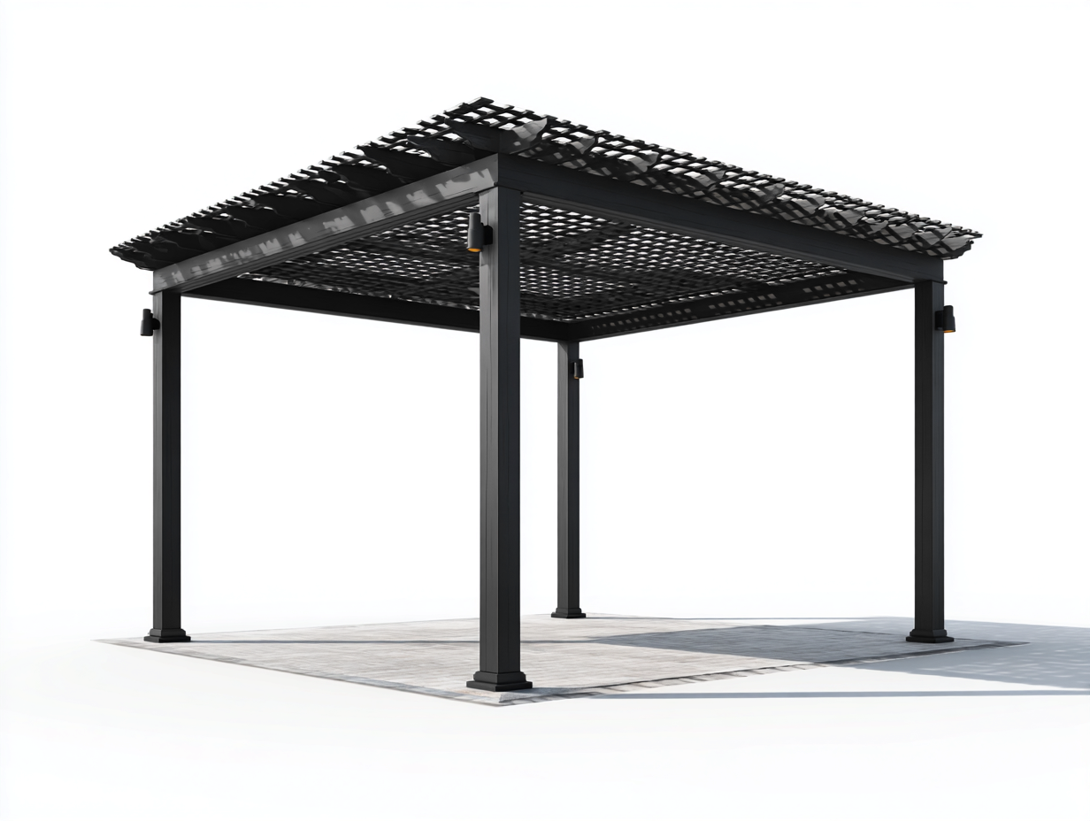 Pérgola de jardín de acero con techo de lamas 300x300x240 cm - negro - diseño moderno-Sofagetio
