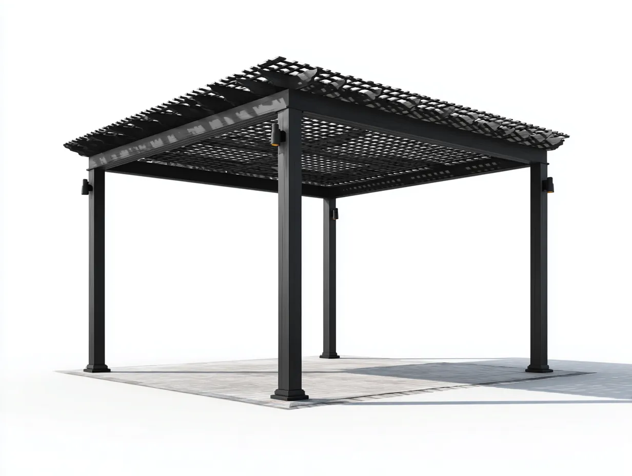 Pérgola de jardín de acero con techo de lamas 300x300x240 cm - negro - diseño moderno-Sofagetio
