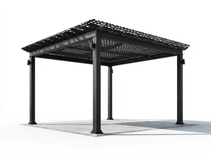 Pérgola de jardín de acero con techo de lamas 300x300x240 cm - negro - diseño moderno-Sofagetio