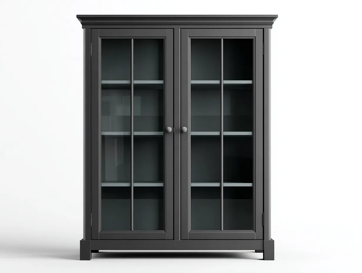 Vitrinas madera y vidrio 120x45x140 cm - negro - diseño clásico-Sofagetio