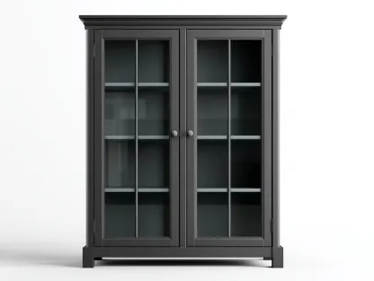 Vitrinas madera y vidrio 120x45x140 cm - negro - diseño clásico-Sofagetio