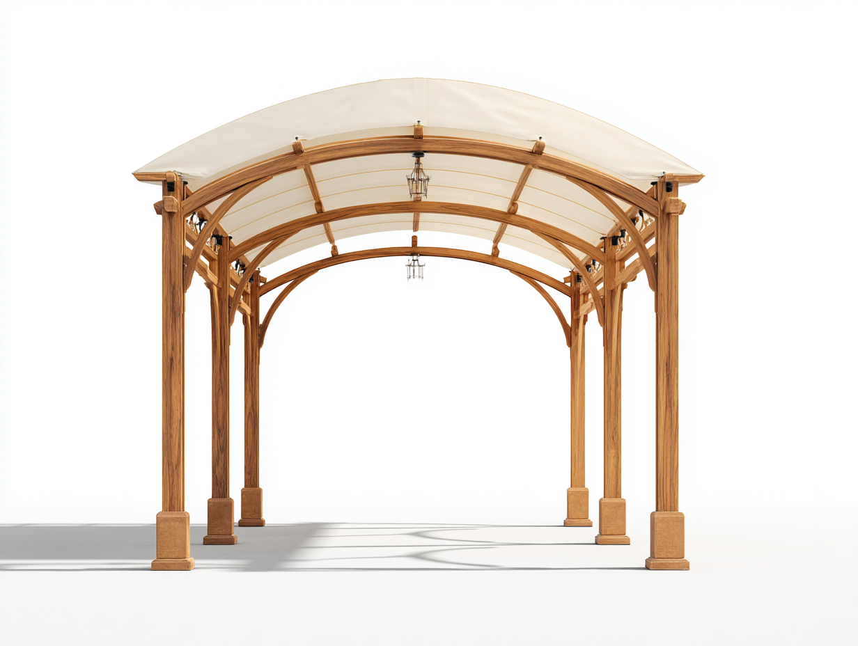 Pérgola de jardín de madera con cubierta de tela 300x400x270 cm - beige - estructura de madera - diseño clásico-Sofagetio