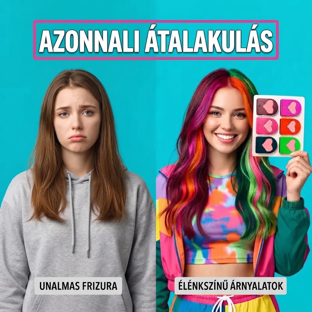 ⏳Utolsó napos akció🔥Ideiglenes hajszínező kréta – 12 lemosható szín🌈 | Nem igényel szőkítést, nem fest tartósan, biztonságos összetevők | Magyar családok körében elismert ✅