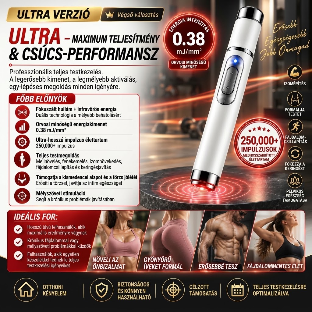 ULTRASONIC SHOCK WAVE BODY REMODELING SYSTEM™ – Fokozza a mell teltségét és megemeli a feneket. Serkenti az izomnövekedést. Fokozza a vérkeringést. Enyhíti a fájdalmat.