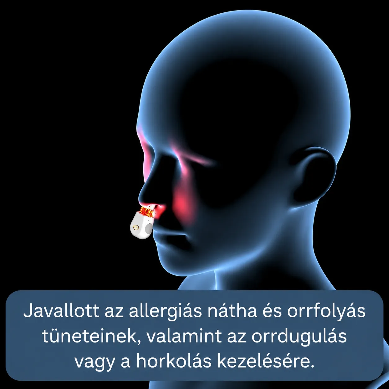 Allergiás nátha elleni készülék, orrlézeres terápia vörös és infravörös fénymasszázzsal, hordozható, újratölthető