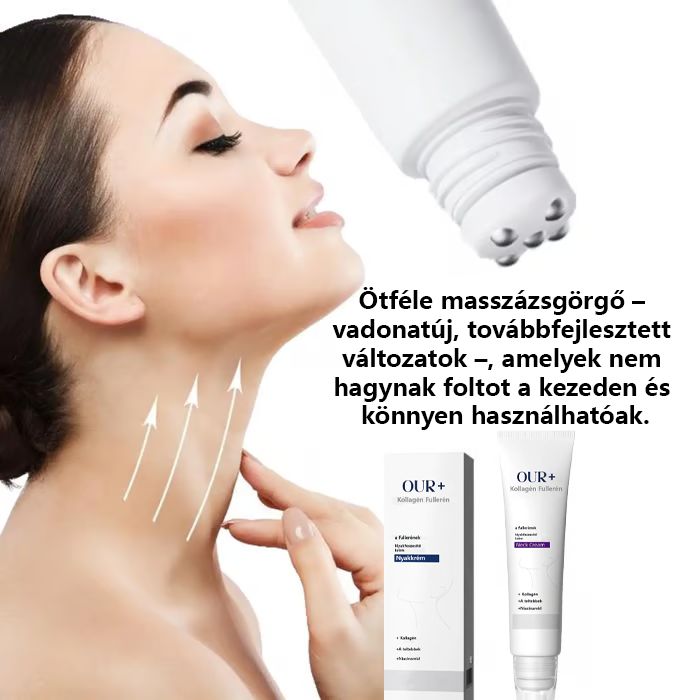 Pannon Patika®Rollerball masszázs nyakkrém 🧴 Kollagén és hialuronsav | Feszesíti a nyakat, csökkenti a nyaki ráncokat és a tokát