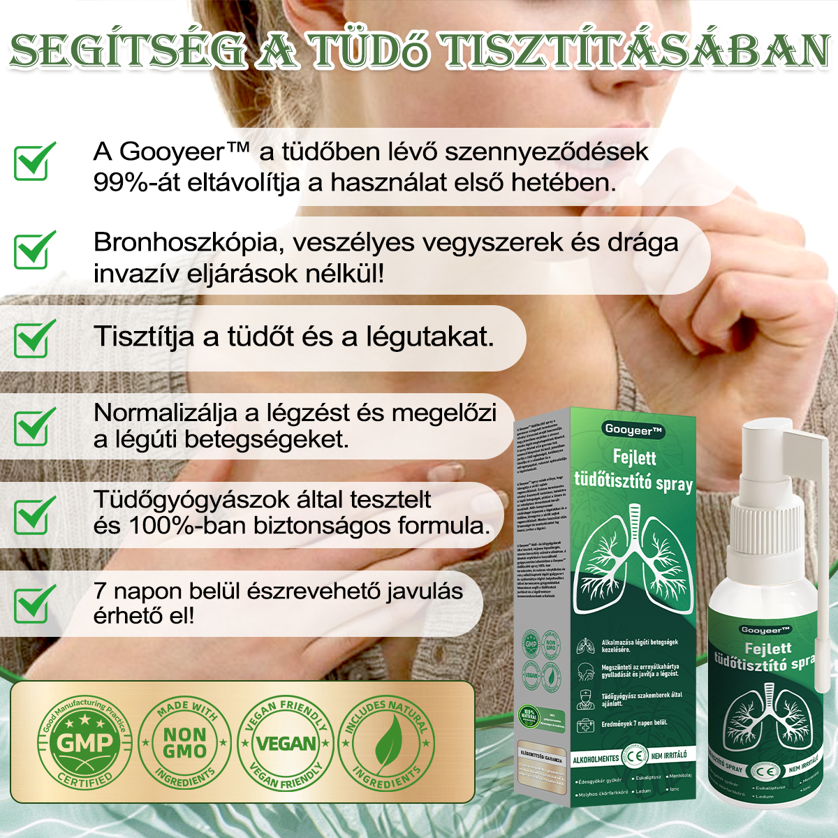 🍈🍈𝐆𝐨𝐨𝐲𝐞𝐞𝐫™ Fejlett Tüdőtisztító Spray -Támogatja a tüdő, a hörgők és az orrmelléküregek egészségét, elősegíti a légzőrendszer egészségét és a könnyebb légzést