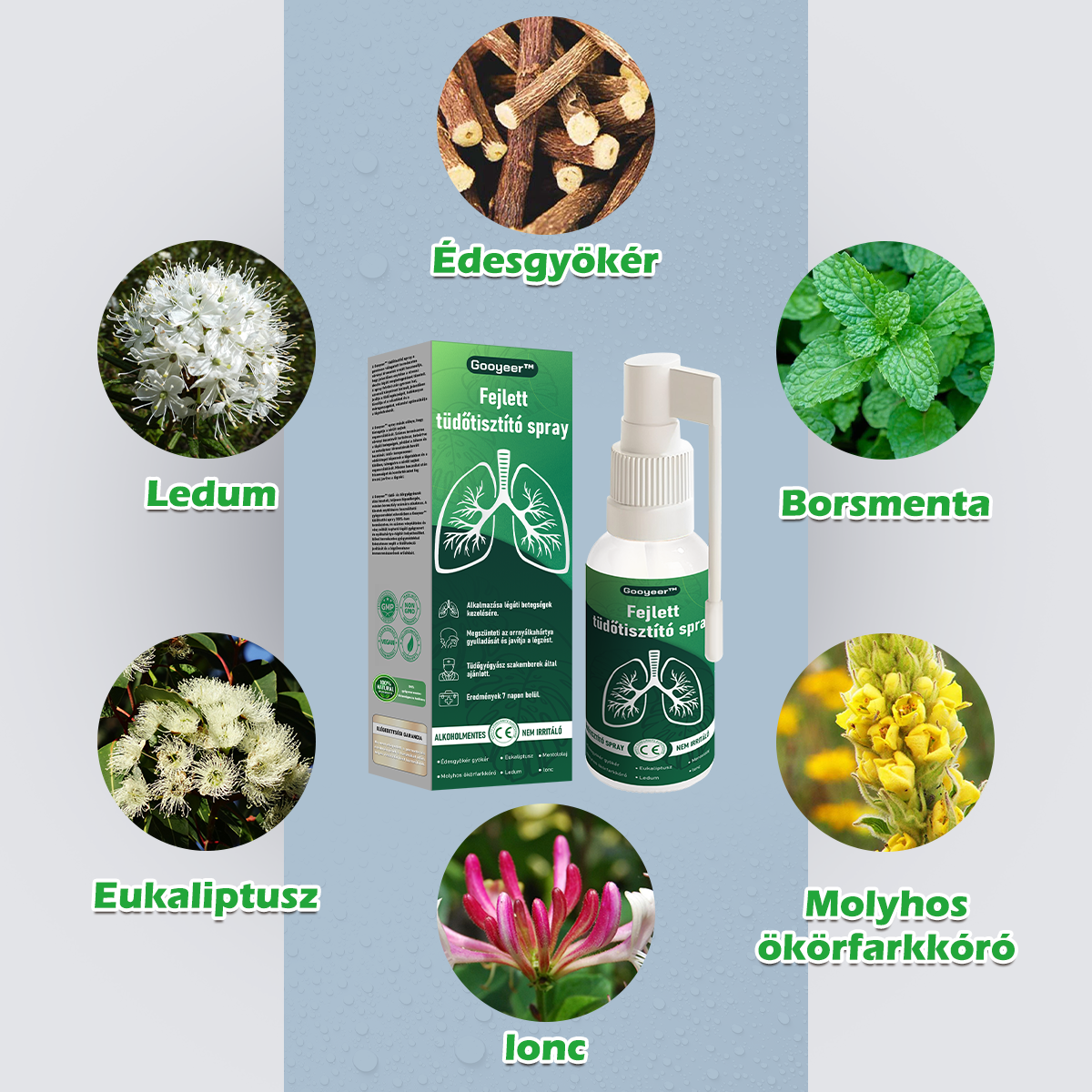 🍈🍈𝐆𝐨𝐨𝐲𝐞𝐞𝐫™ Fejlett Tüdőtisztító Spray -Támogatja a tüdő, a hörgők és az orrmelléküregek egészségét, elősegíti a légzőrendszer egészségét és a könnyebb légzést