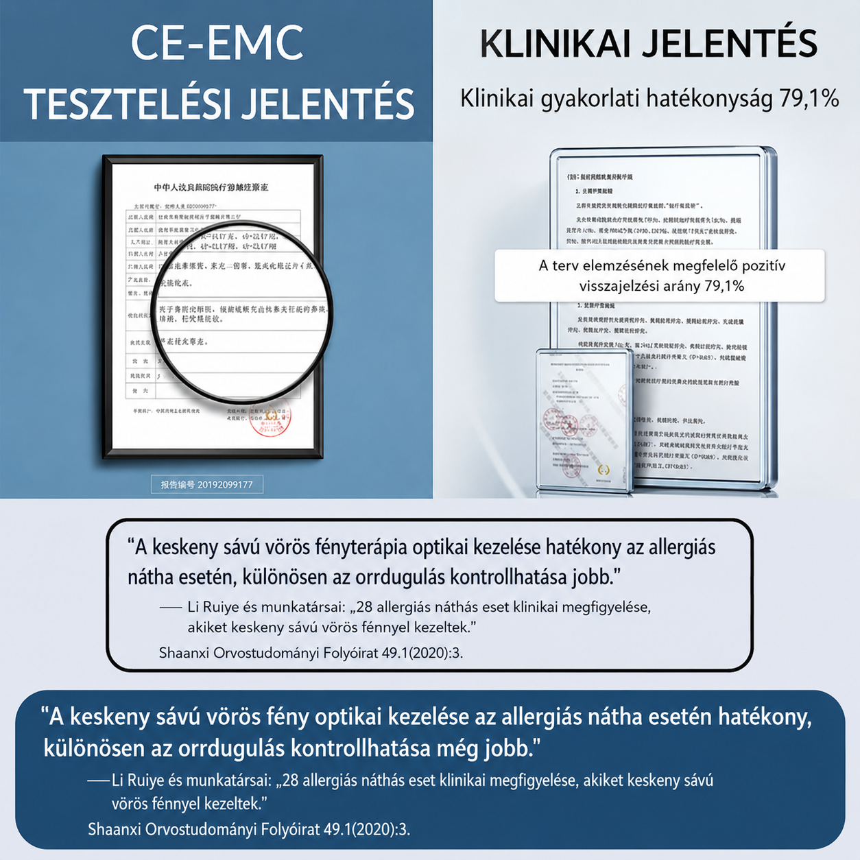 Allergiás nátha elleni készülék, orrlézeres terápia vörös és infravörös fénymasszázzsal, hordozható, újratölthető