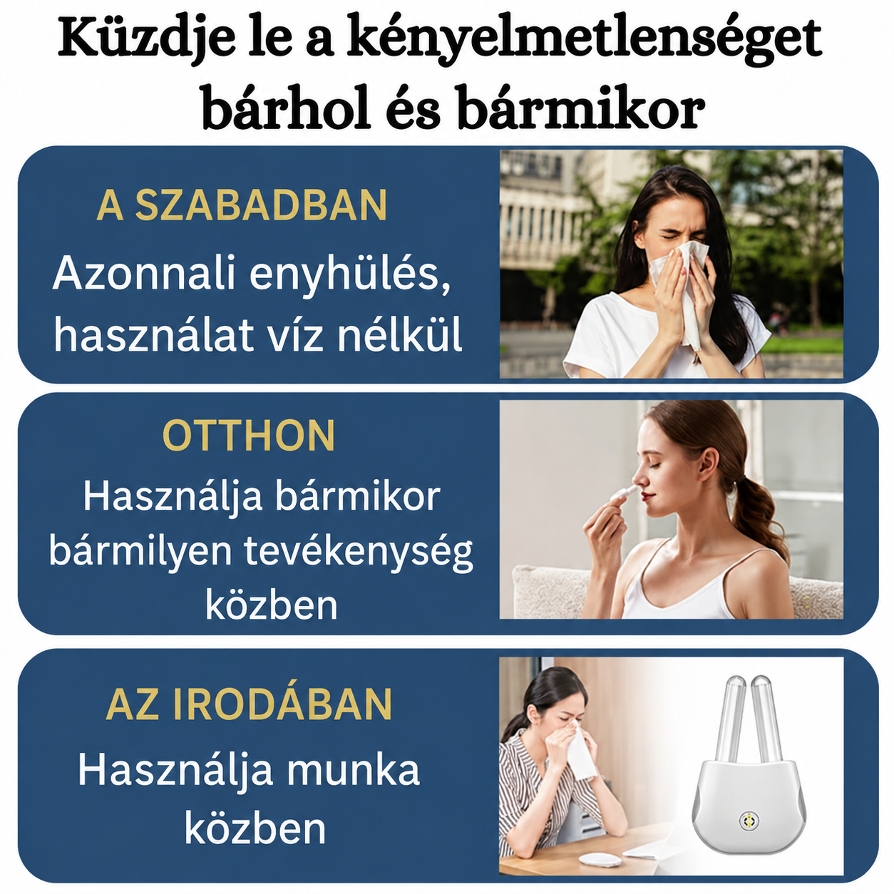 Allergiás nátha elleni készülék, orrlézeres terápia vörös és infravörös fénymasszázzsal, hordozható, újratölthető