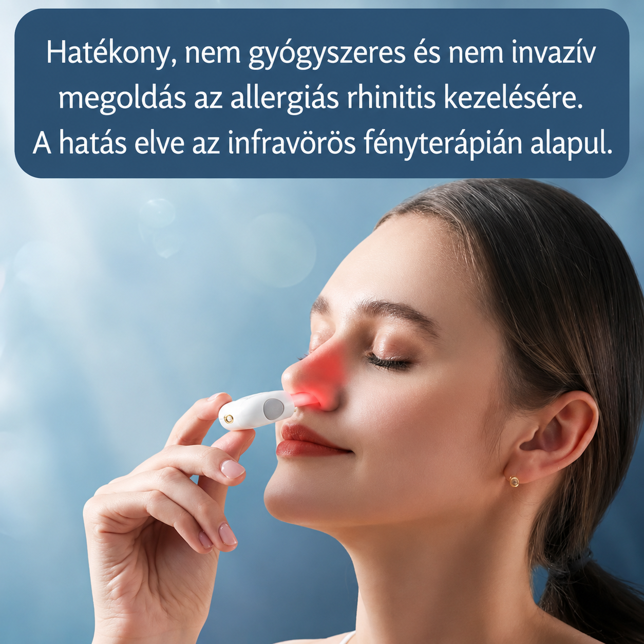 Allergiás nátha elleni készülék, orrlézeres terápia vörös és infravörös fénymasszázzsal, hordozható, újratölthető