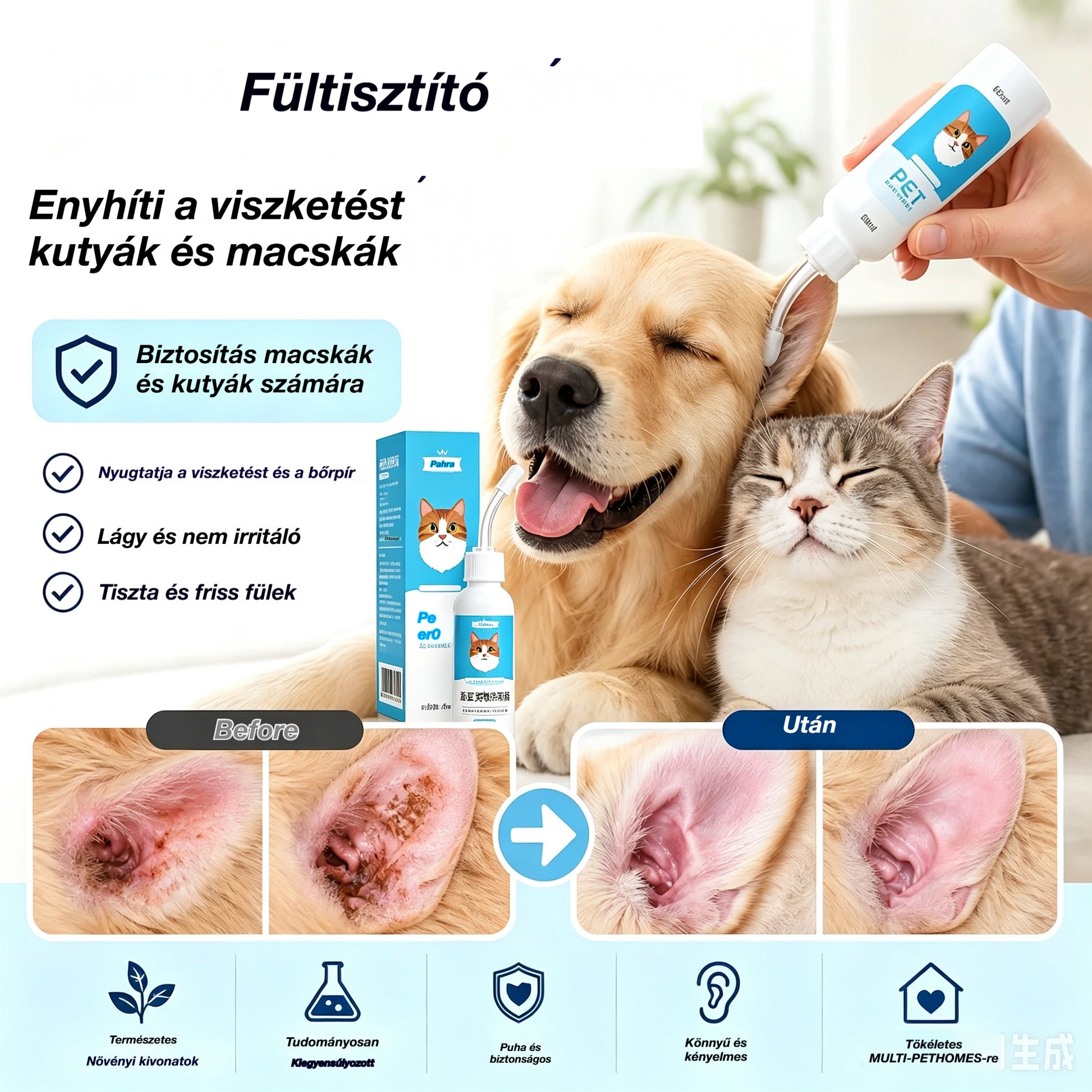 🐶2 tétel 11000 Ft.🐱 Fültisztító kutyák és macskák fülviszketésének enyhítésére.
