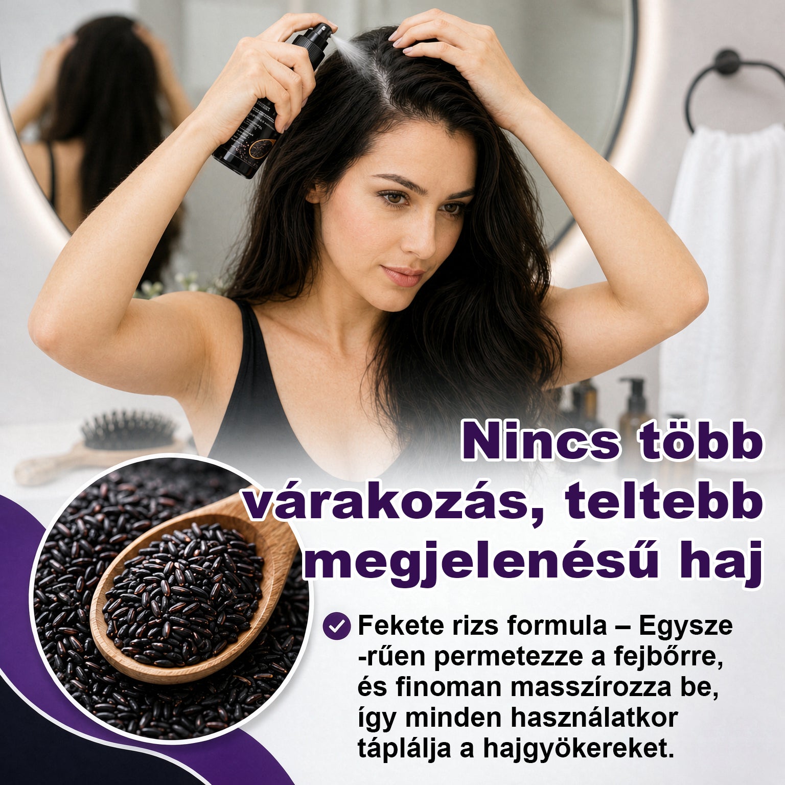 💎CleraNaure® Fekete rizs és vöröshagyma hajnövekedést támogató spray